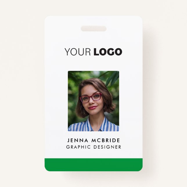 Custom Employee Photo Card, Logo, Barcode, Name Badge (Front)
