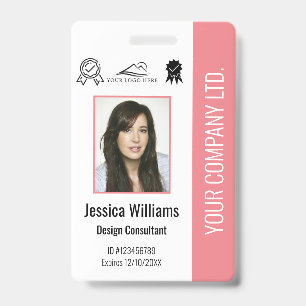Custom Employee Photo Certification Pink ID Badge