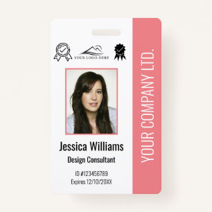 Custom Employee Photo Certification Pink ID Badge