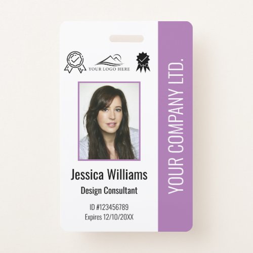 Custom Employee Photo Certification Purple ID Badge