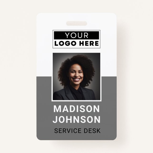 Custom Employee Photo Company Logo Modern Badge (Front)