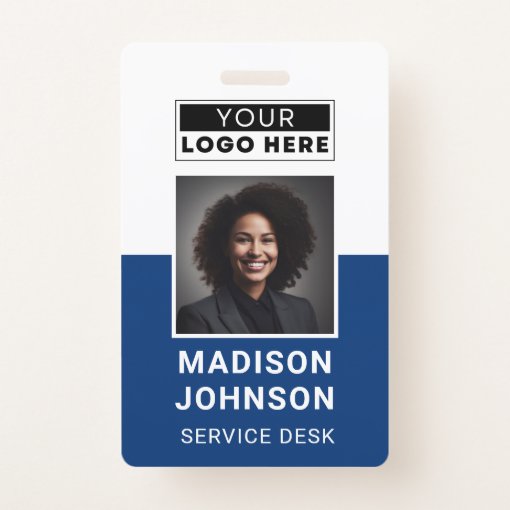 Custom Employee Photo Company Logo Modern Name Badge | Zazzle