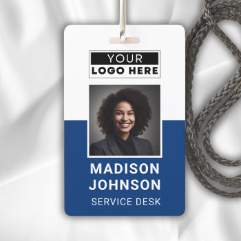 Custom Employee Photo Company Logo Modern Name  Badge by thesmallbusinessshop at Zazzle