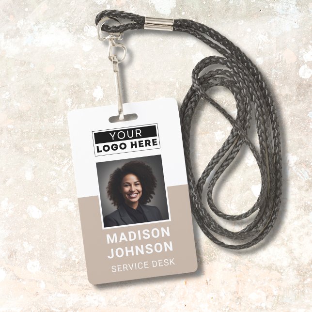 Custom Employee Photo Company Logo Modern Name  Badge (Creator Uploaded)