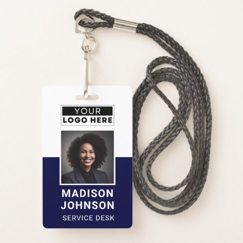 Custom Employee Photo Company Logo Modern Name  Badge
