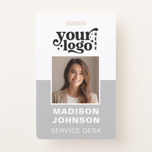 Custom Employee Photo Company Logo Modern QR Badge