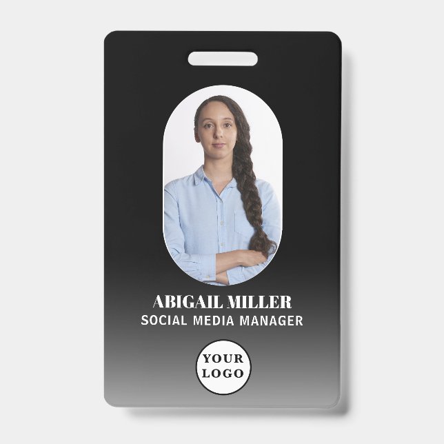 Custom Employee Photo Gradient Arch Badge (Front)