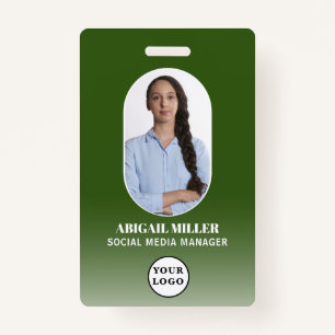Custom Employee Photo Gradient Arch Green Badge