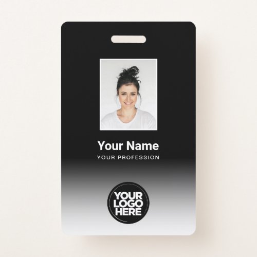 Custom Employee Photo Gradient Black White Badge