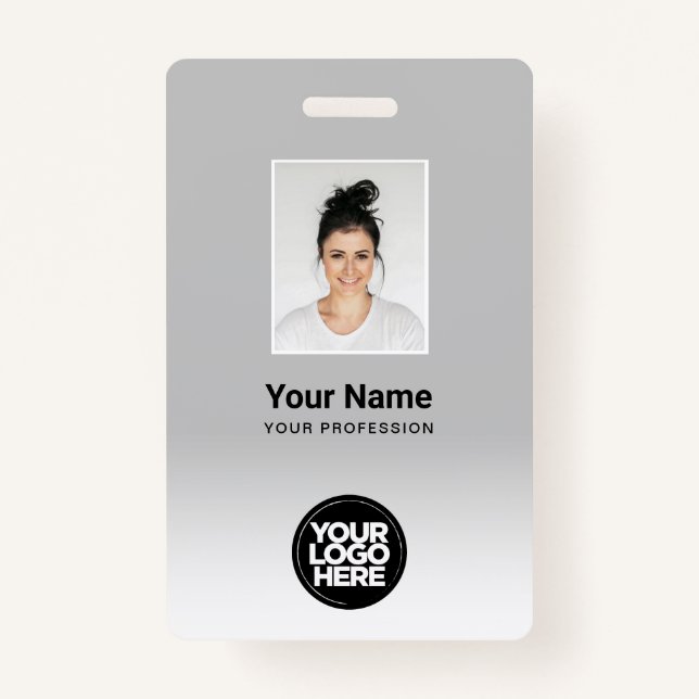 Custom Employee Photo Gradient Light Gray Badge (Front)