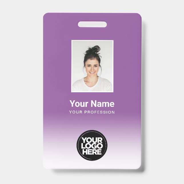 Custom Employee Photo Gradient Purple Badge (Front)
