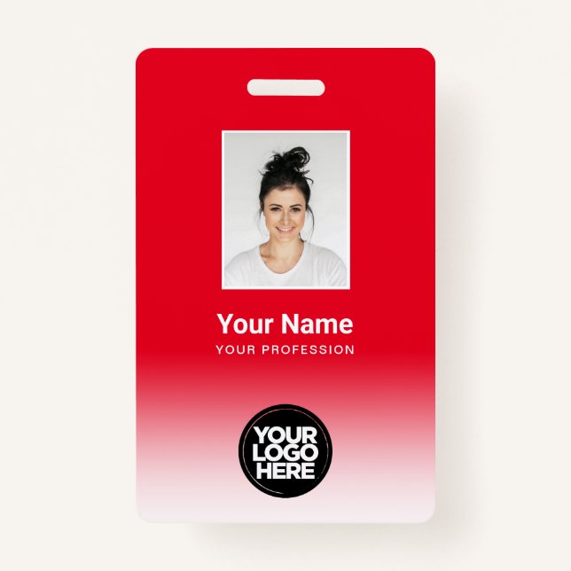 Custom Employee Photo Gradient Red Badge (Front)