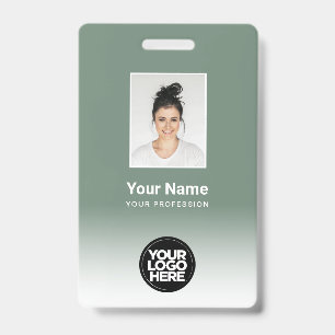 Custom Employee Photo Gradient Sage Green Badge