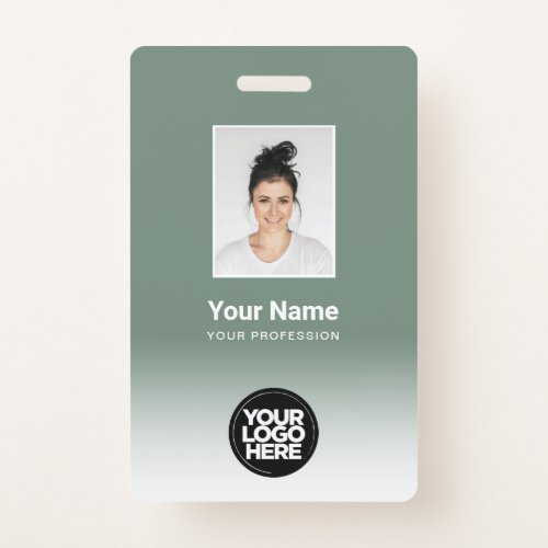 Custom Employee Photo Gradient Sage Green Badge