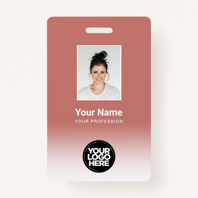 Custom Employee Photo Gradient Terracotta Badge (Front)