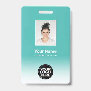 Custom Employee Photo Gradient Turquoise Badge