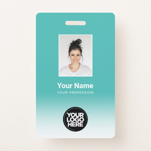 Custom Employee Photo Gradient Turquoise Badge