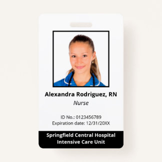 Custom Employee Photo Hospital ID Badge
