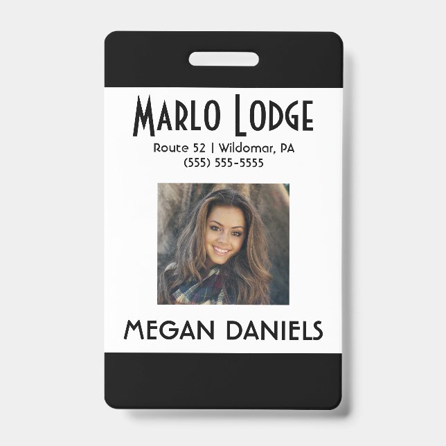 Custom Employee Photo ID Badge - Black (Front)