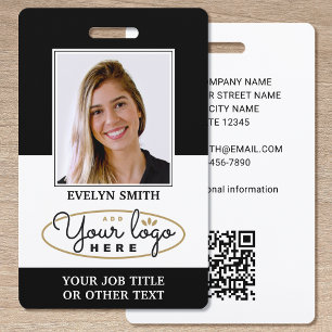 Custom Employee Photo ID Badge Branded Black