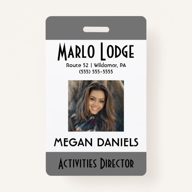Custom Employee Photo ID Badge - Gray (Front)