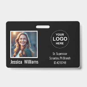 Custom Employee Photo ID Badge with Logo & Barcode