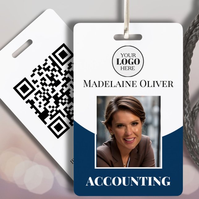 Custom Employee Photo ID Badge with Logo & QR Code (Creator Uploaded)