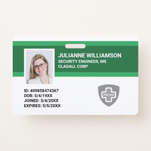 Custom Employee Photo ID Barcode  Logo Company Badge