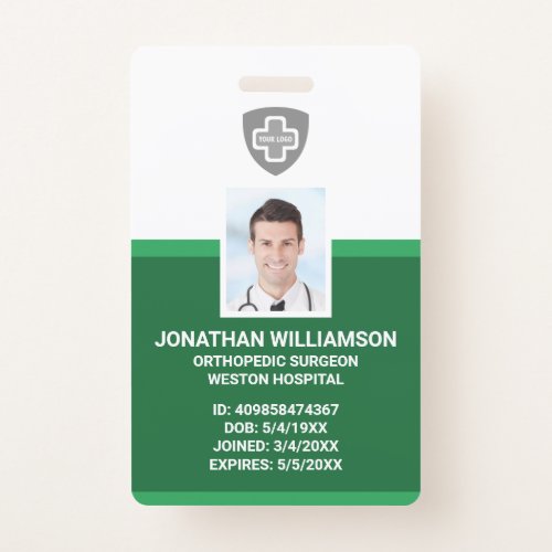 Custom Employee Photo ID Barcode  Logo Company Badge