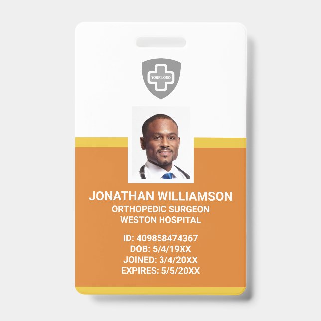 Custom Employee Photo ID, Barcode & Logo Company Badge (Front)