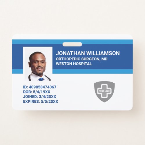 Custom Employee Photo ID Barcode  Logo Company Badge