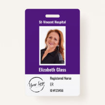 Custom Employee Photo ID BarCode Logo Name Badge