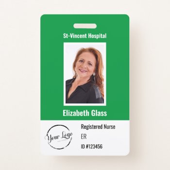 Custom Employee Photo  Id Barcode Logo Name Badge by TheSillyHippy at Zazzle
