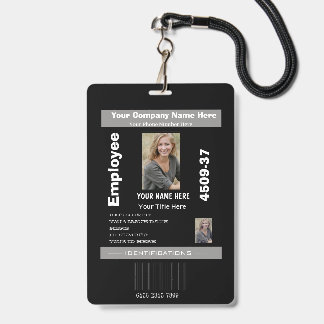 Custom Employee Photo ID Company Security Black Badge