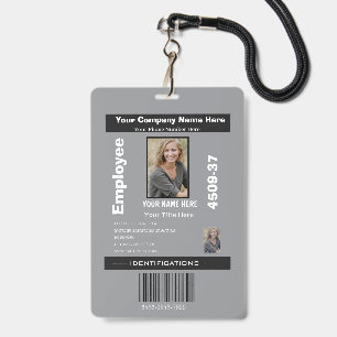 Custom Employee Photo ID Company Security Gray Badge