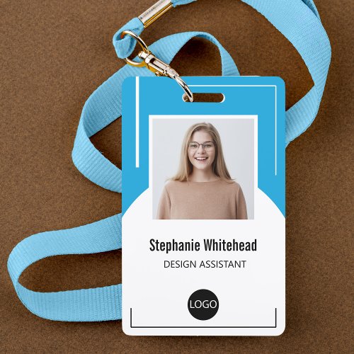 Custom Employee Photo ID Logo Aqua Blue Badge