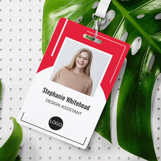 Custom Employee Photo Id Logo Red Badge 