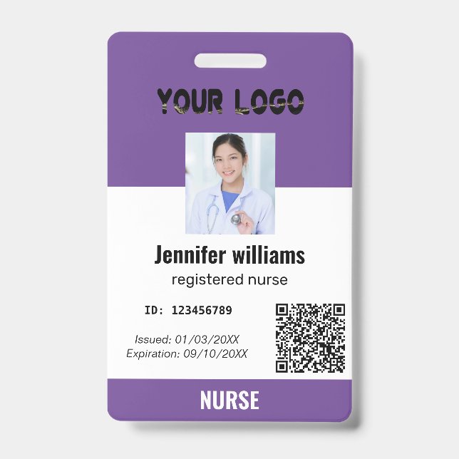 Custom Employee Photo ID & Logo With Qrcode | Name Badge (Front)
