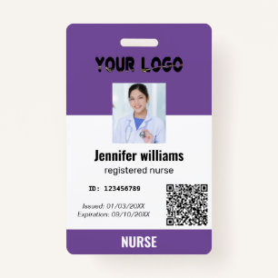 Custom Employee Photo ID & Logo With Qrcode Name Badge