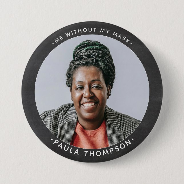 Custom Employee Photo ID smiling without mask Button (Front)