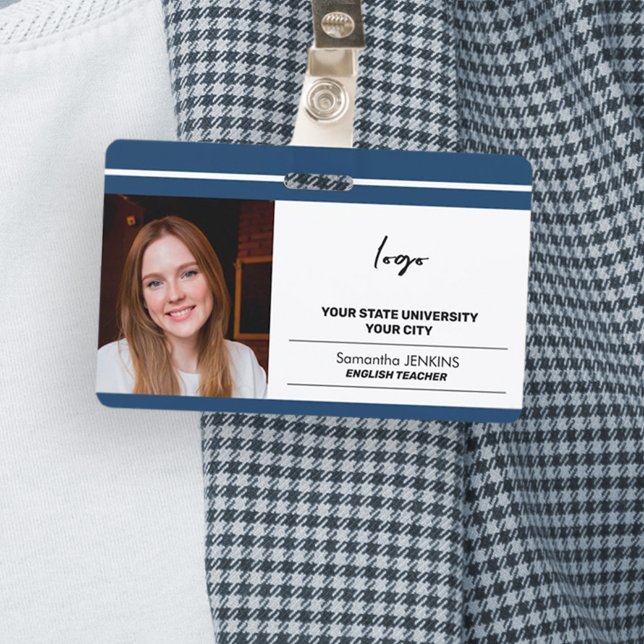 Custom employee photo logo and bare code template badge (Creator Uploaded)