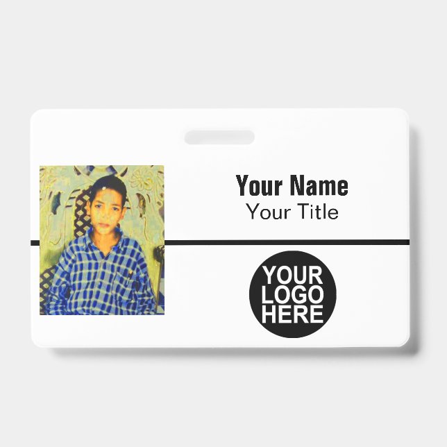 Custom Employee - Photo, Logo, Bar Code and Name Badge (Front)