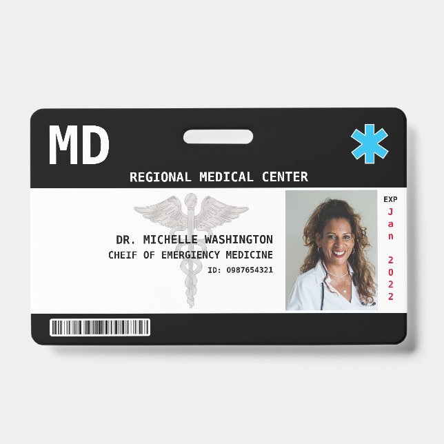 Custom Employee Photo, Logo, Bar Code ID Badge (Front)