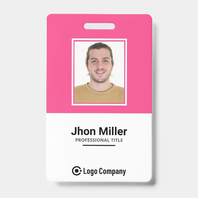 Custom Employee Photo, Logo, Bar Code, Name Badge (Front)