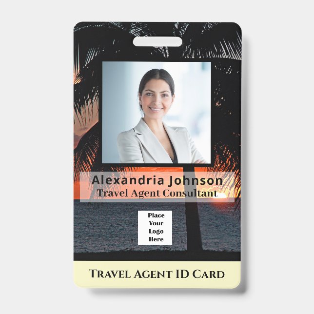 Custom Employee Photo Logo Bar Code Name Badge (Front)
