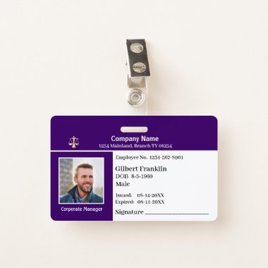 Custom Employee Photo Logo Bar Code Name Badge