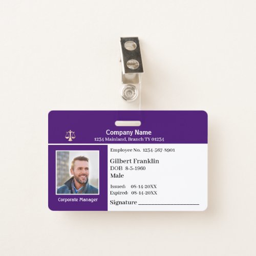 Custom Employee Photo Logo Bar Code Name Badge