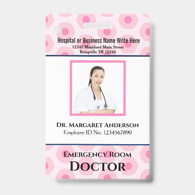 Custom Employee Photo Logo Bar Code Name Badge (Front)