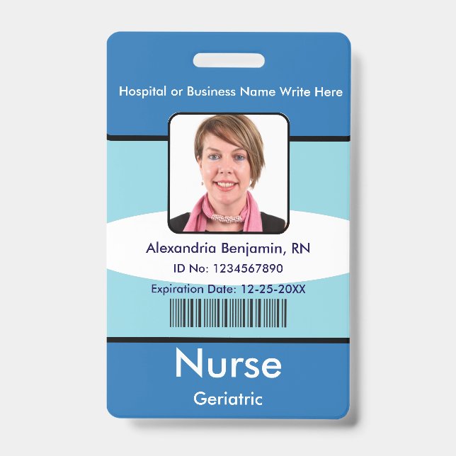 Custom Employee Photo Logo Bar Code Name Badge (Front)