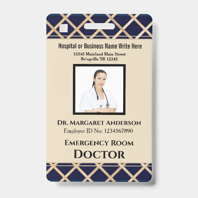 Custom Employee Photo Logo Bar Code Name Badge (Front)